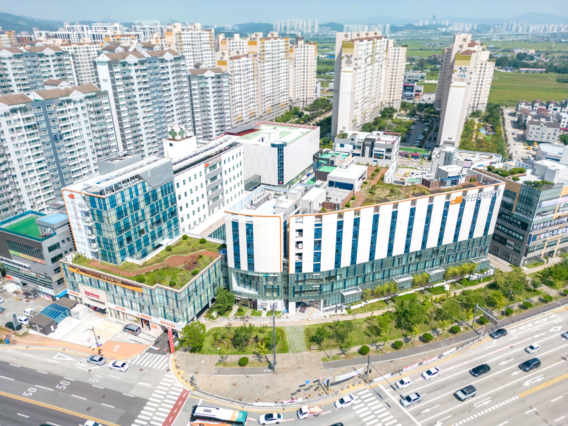 아산충무병원 전경 드론뷰